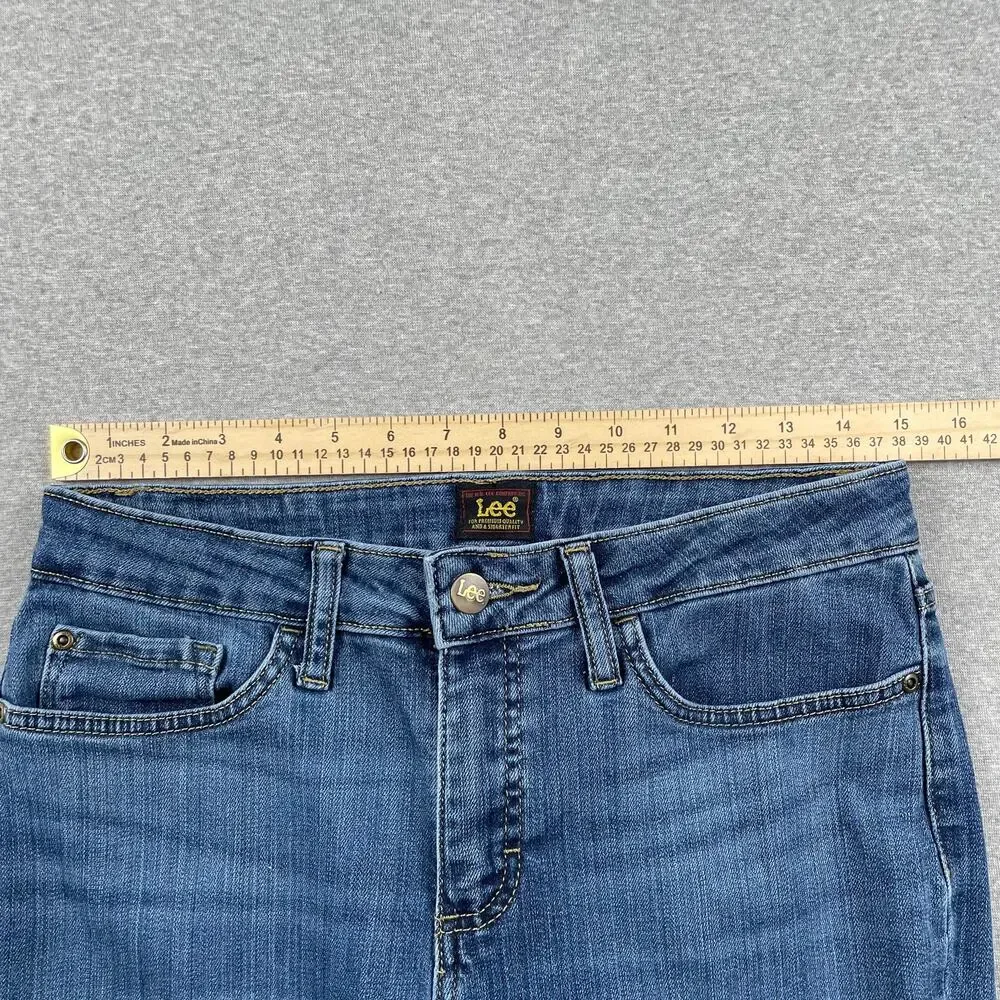 y2k LEE Jeans Womens 8s Blue Bootcut Mid Rise Medium Wash Retro 90s VTG Western